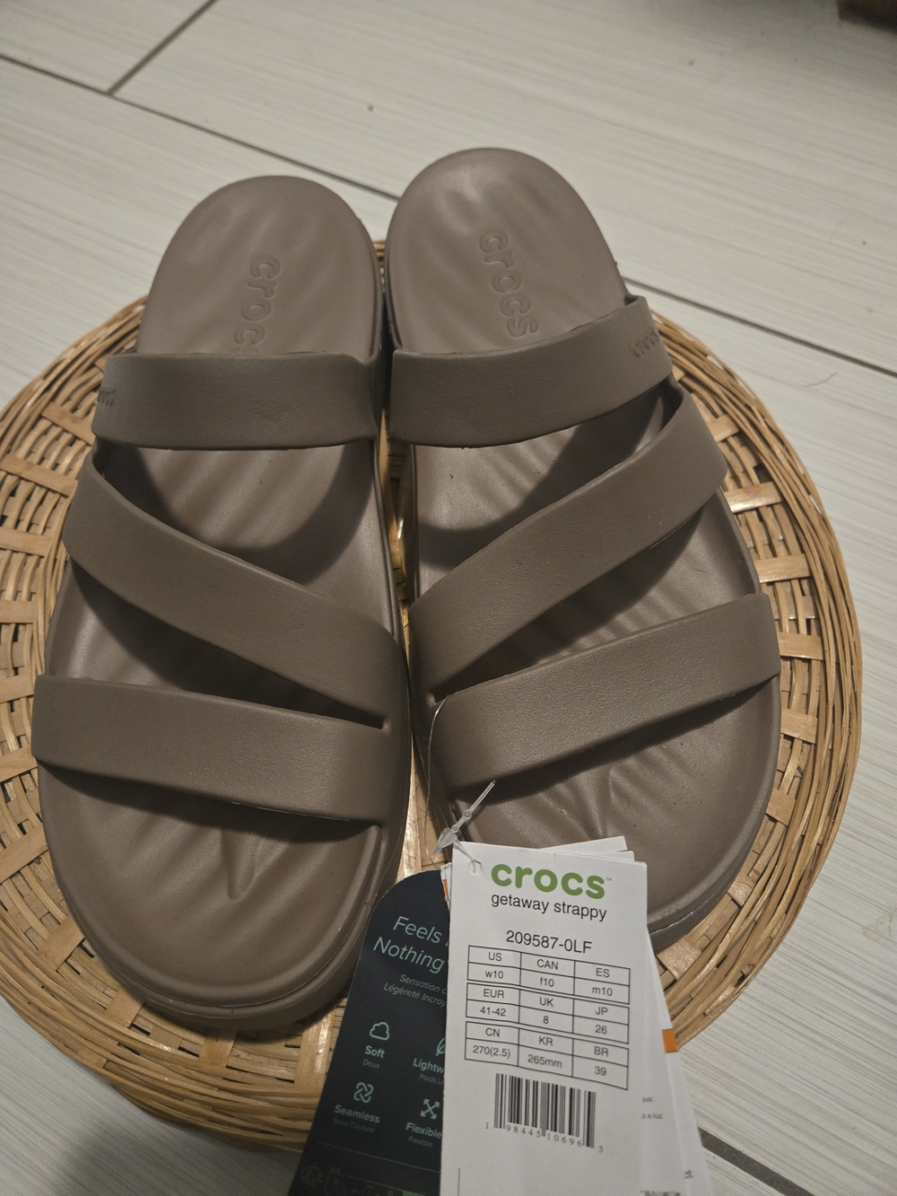 Crocs Getaway Strappy Slide Sandals in Truffle